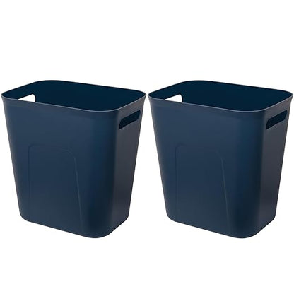 UUJOLY Plastic Small Trash Can Wastebasket, Garbage Container Basket for Bathrooms, Laundry Room, Kitchens, Offices, Kids Rooms, Dorms, 3.5 Gallon, Navy Blue, 2 Pack