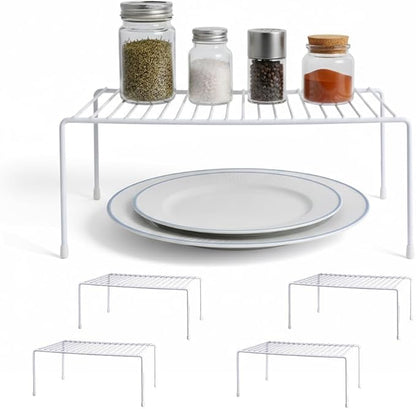 4-Pack Medium (13x8.5inch) Kitchen Organizer Rack, Kitchen Shelves for Spice Organization for Cabinet, Pantry Organizers and Storage, Spice Rack, Desk Organizer, White
