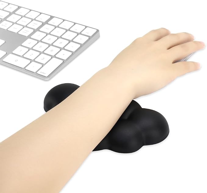 Cloud Wrist Rest Cushion for Mouse Ergonomic Soft PU Leather Memory Foam Wrist Pain Relief Mouse Wrist Support Pad with Anti-Skid Base for Office School Home Laptop & Computer Mouse (Black)