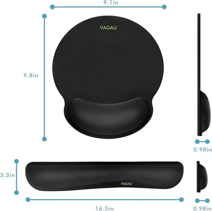 Ergonomic Mouse Pad with Wrist Rest Premium Memory Foam Keyboard and Mouse Wrist Rest Pads Set- for Comfortable Typing &Wrist Pain Relief (Pack of 4)
