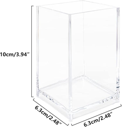 3 Pack Clear Acrylic Cosmetic Pencil Pen Holder Cup, Clear Makeup Brush Holder, Desk Acrylic Brushes Storage