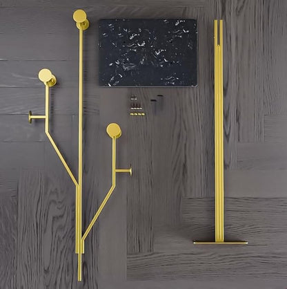 JIAYUEJU Heavy Duty Coat Rack Tree-shaped Metal Freestanding Coat Tree with Sturdy Marble Base Corner Coat Rack for Bedroom Entryway Hallway 14.96 x 10.24 x 68.9 Inches (Gold)