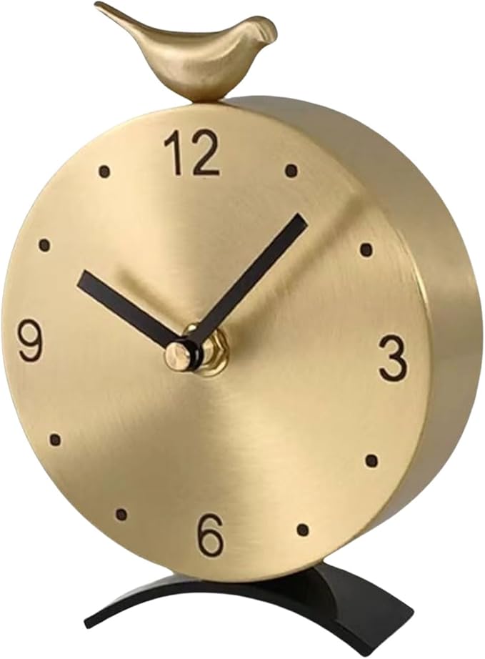 Brass Creative Clock - Silent Non-Ticking Desk Clock, Elegant Home & Office Decorative Clock, Vintage Brass Table Clock, Gift Idea for Housewarming & Birthday