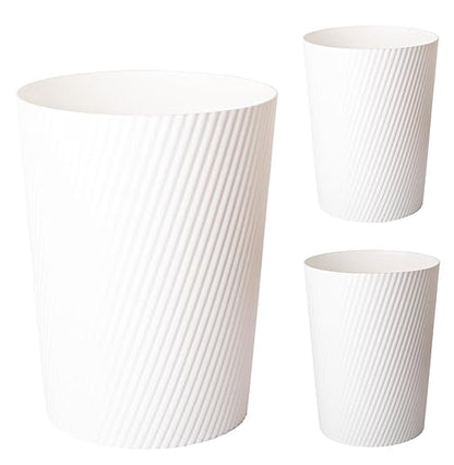 UUJOLY Small Trash Can Wastebasket Garbage Can Container Bins for Bathrooms, Laundry Room, Kitchens, Offices, Kids Rooms, Dorms (White, 3 Pack)