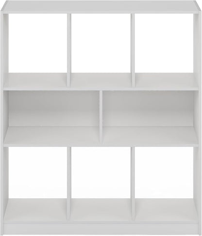 Furinno DALY Book Shelf, 8-Cube Bookshelf, Horizontal Cube Storage Organizer Bookcase, 10.9 x 35.4 x 39.4, for Living Room, Bedroom, Home Office, White