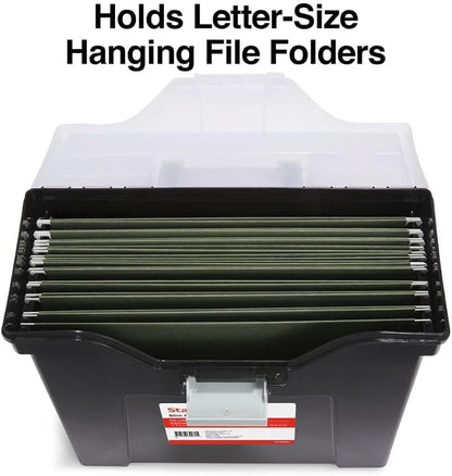 STAPLES Slim Portable File Tote, Letter Size, Black, 5/Carton