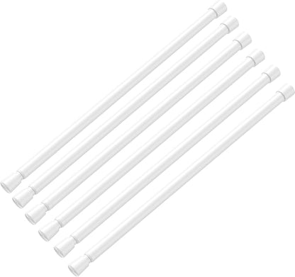 AIZESI Spring Tension Rods Adjustable Tension Curtain Rod Small Tension Rod No Drilling Expandable Spring Loaded Curtain Tension Rod（White,18" to 28"-6Pcs)