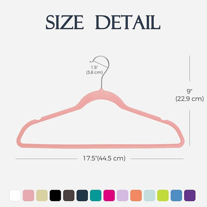 HOUSE DAY Lt Pink Velvet Hangers 20 Pack, Non Slip Clothes Felt Hanger Heavy Duty for Coat, Premium Slim Space Saving Suit Hangers for Closet Organizer, 360° Rotating Silver Hook