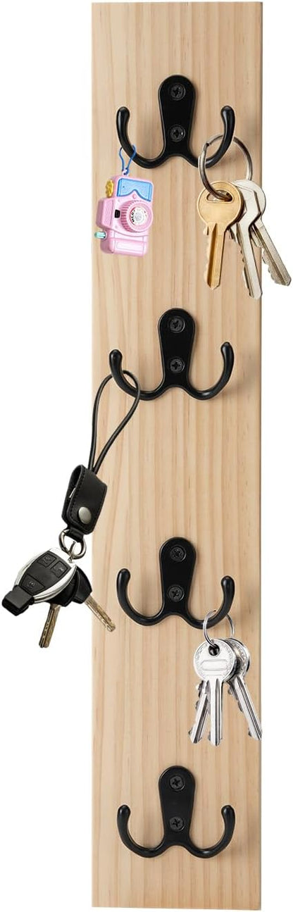 UCEC Wooden Key Holder Wall Mount with Hooks, Vertical Key Holder for Wall Organizer for Keys, Wallets, Mail – Space-Saving Key Rack Wall Mount for Entryway, Living Room, or Garage – Natural Wood