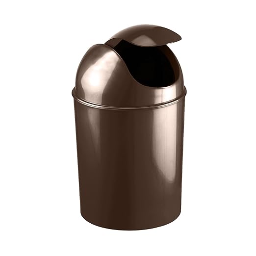 Umbra 1.25 Gallon Mini Waste Can with Removable Swing-Top Lid - Small Garbage Bin for Kitchen, Bathroom, Bedroom, Office - Compact Trash Can Fit Under Tables & Counters - Bronze