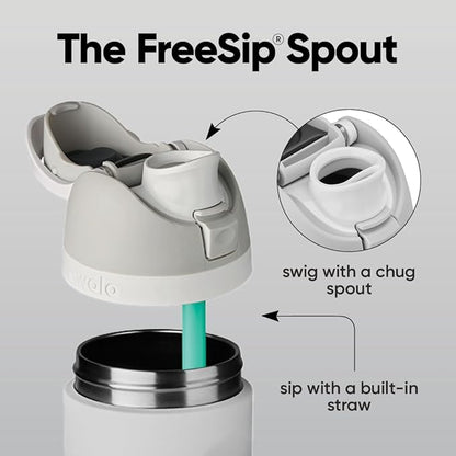 Owala FreeSip Insulated Stainless Steel Water Bottle with Straw, BPA-Free Sports Water Bottle, Great for Travel, 24 Oz, Shy Marshmallow