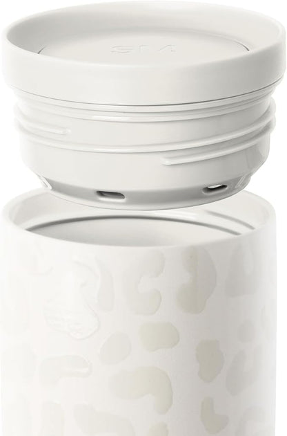 Simple Modern Travel Coffee Mug Tumbler with 360° Lid | Ceramic-Lined Insulated Stainless Steel Cold Brew Iced Coffee Cup | Gifts for Women Her Him | Voyager Signature | 16oz | Cream Leopard