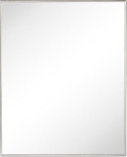 TEHOME 24'' x 30'' Brushed Nickel Recessed and Surface Mount Bathroom Nickel Medicine Cabinet with Mirror Square Cornered Metal Framed Rounded Rectangle Medicine Cabinet Mirror