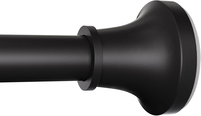 STARLATTA Adjustable Shower Curtain Rod 31-80 Inch, Never Rust Stainless Steel Black Tension Rod, 1" Heavy Duty No-Drill for Bathroom, Kitchen & Closet