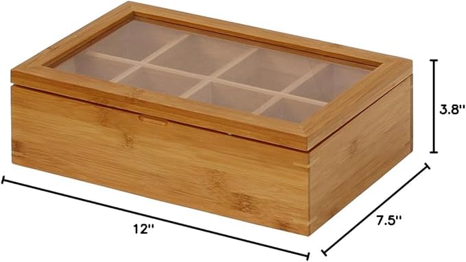 Oceanstar - TB1323 Bamboo Tea Box,12 Inch,Natural,(Pack of 6)
