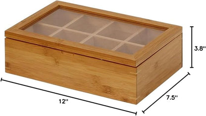 Oceanstar - TB1323 Oceanstar Bamboo Tea Box, 12 Inch, Natural