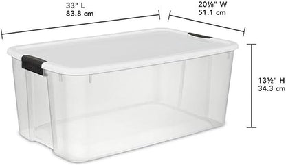 Sterilite 4-Pack Ultra Latching Box, Storage Bins with Lids, Clear Plastic, 116 Quart - Heavy-Duty Organizing Containers for Closet, Bathroom, and Office