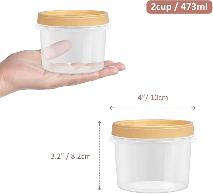 Screw Top Containers for Food 16 Oz, 20 Pack, 2 Cup Storage Containers with Lid, Reusable Twist Top Containers Twist Lock Stackable Round Twist Cap Plastic Freezer Container for Soup, 5-Color