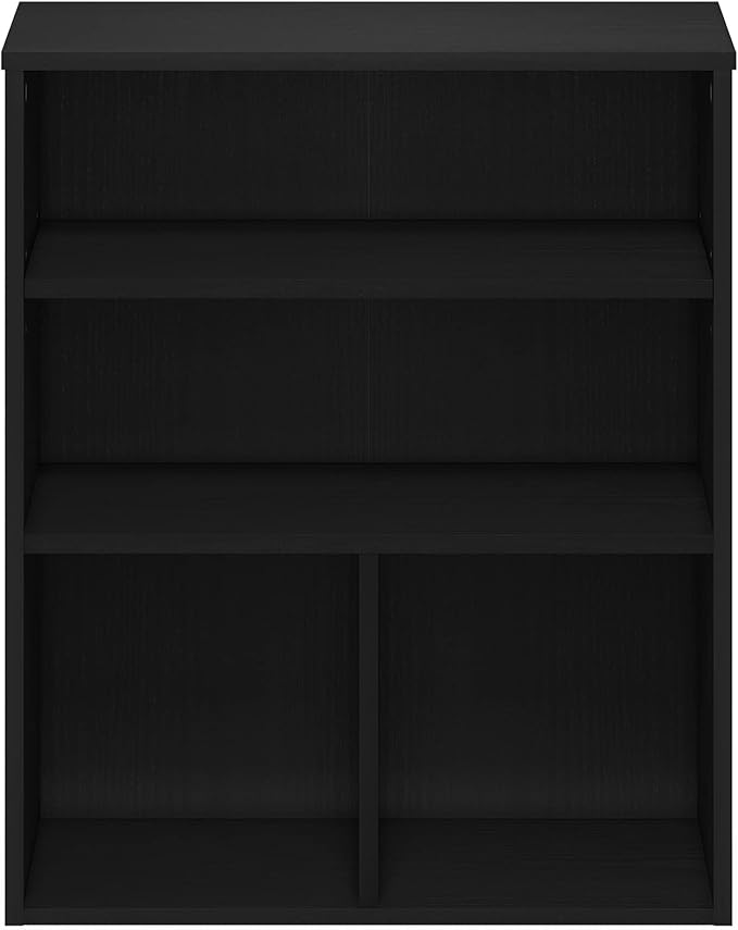 Furinno PASIR Book Shelf, 3-Tier Display Bookshelf with Adjustable Shelf, Bookcase, 11.8" x 23.6" x 28.2", for Living Room, Bedroom, Home Office, Black Oak