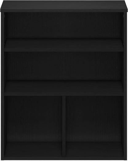 Furinno PASIR Book Shelf, 3-Tier Display Bookshelf with Adjustable Shelf, Bookcase, 11.8" x 23.6" x 28.2", for Living Room, Bedroom, Home Office, Black Oak
