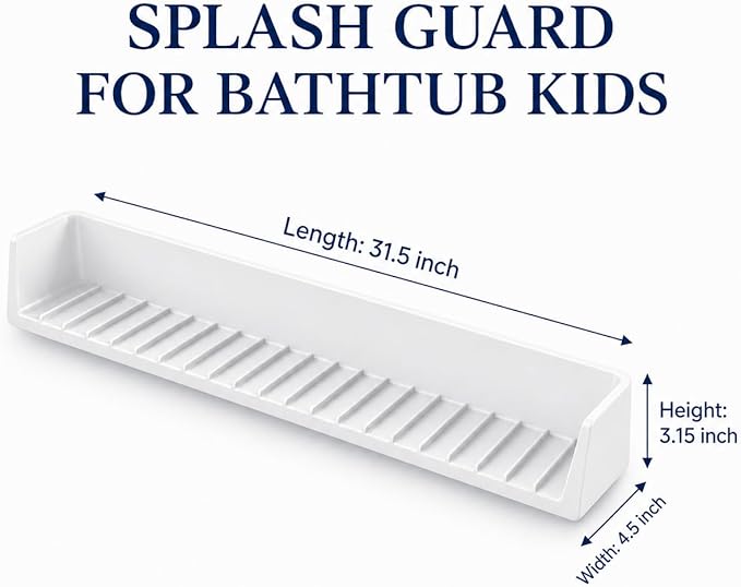 Bathtub Splash Guard for Tub Kids, Silicone Bath Toy Holder & Tub Side Tray with Suction Cups, Bath Tub Shelf for Kids, Bathtub Toy Storage, Blue