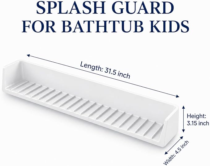 Bathtub Splash Guard for Tub Kids, Silicone Bath Toy Holder & Tub Side Tray with Suction Cups, Bath Tub Shelf for Kids, Bathtub Toy Storage, Green