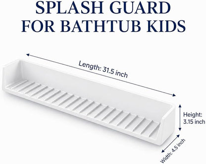 Bathtub Splash Guard for Tub Kids, Silicone Bath Toy Holder & Tub Side Tray with Suction Cups, Bath Tub Shelf for Kids, Bathtub Toy Storage, Green
