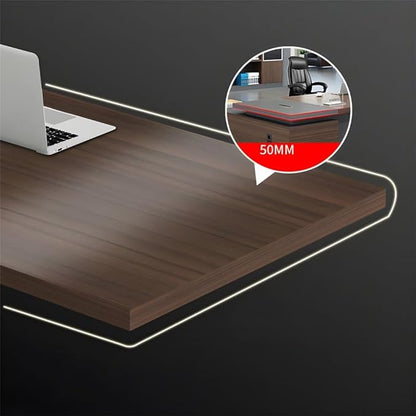 NIUYAO L-Shape Executive Computer Desk with Drawers - Brown/Grey Modern Writing Table - 63" L x 71" W x 29.5" H (Left)