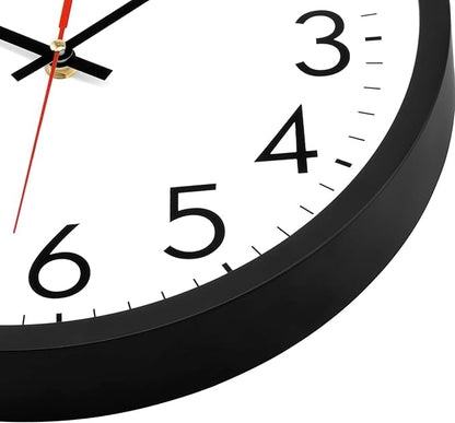Lumuasky 14 Inch Modern Wall Clock Battery Operated Silent Non-Ticking Large Analog Classic Round Clock for Office, Home, Kitchen, Bedroom, School, Living Room (Black)