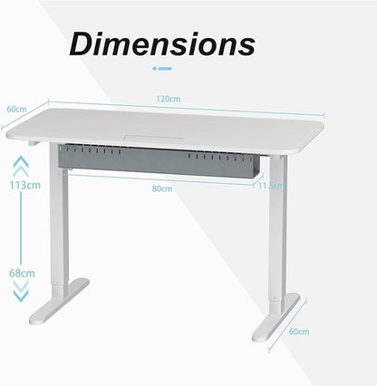 Electric Standing Desk with Cable Management Tray,48x24 Inch Adjustable Height Sit Stand Desk,with Memory Presets & Anti-Collision Computer Desk,for Office,Home,White Top&White Frame