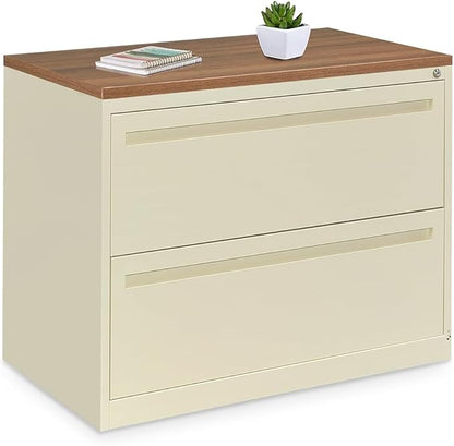 NBF 36" W - 2 Drawer Black Lateral File Cabinet – Steel Metal Filing Cabinet with Locking Drawers - Heavy Duty Cabinets for Organized Office File & Folder Storage