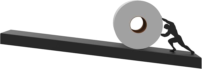 Artori Floating Toilet Paper Shelf Storage - Bathroom Wall Decorations, Tilted Wall Toilet Paper Holder, Mounted Toilet Decor Organizer for Tissue Rolls, Wipes, Towels, & More - Sisyphus Black