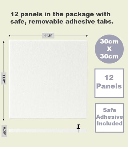 White Cork Board Tiles | Large Cork Board Alternative | Felt Wall Tiles (12-Pack) | Aesthetic Felt Bulletin Board for Office, Home & Classroom | Large Cork Boards for Walls Memo Board | White