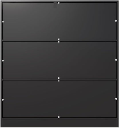 Black Bookshelf, Wooden Bookshelf with Base, Cube Storage Organizer, Bookcase for Living Room,Bedroom,Study and Office(Black, 7-Cube)