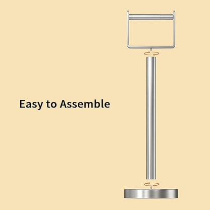 YUMORE Toilet Paper Holder Free Standing, Stainless Steel Toilet Paper Stand, Weighted Base Floor Tissue Roll Holder for Bathroom, Brushed Nickel 200UP