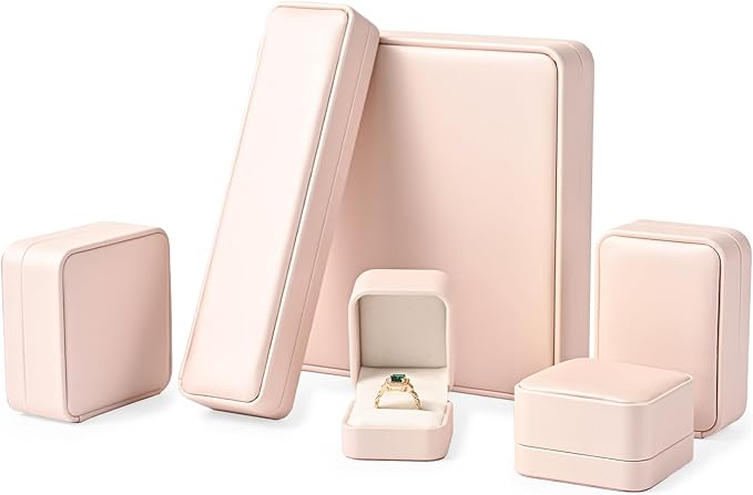 Leather Earring Box Jewelry Case for Birthday, Wedding, Valentine's Day, Mother's Day Gifts (Pink)