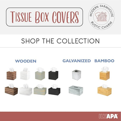 Ilyapa Wooden Tissue Box Cover, Black Wood Chevron Design - Modern Printed Wooden Tissue Holders
