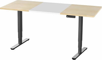 VIVO Electric 71 x 30 in Dual Motor Sit Stand Desk, Memory Height Adjustment, 2B Series, White and Light Wood Top, Black Frame, DESK-KIT-2B7WC