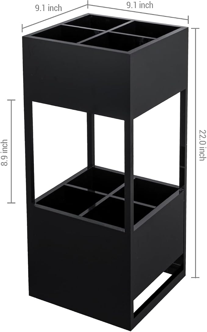 MyGift Premium Hotel Series Opaque Black Acrylic Freestanding Umbrella Holder Rack, Commercial Grade 12mm & 8mm Thick Acrylic Home Entryway Storage Stand for Long and Short Umbrellas