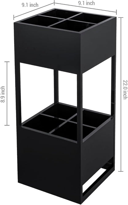 MyGift Premium Hotel Series Opaque Black Acrylic Freestanding Umbrella Holder Rack, Commercial Grade 12mm & 8mm Thick Acrylic Home Entryway Storage Stand for Long and Short Umbrellas
