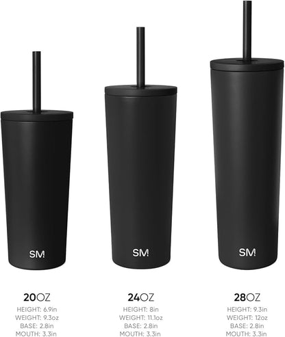 Simple Modern Insulated Tumbler with Lid and Straw | Iced Coffee Cup Reusable Stainless Steel Water Bottle Travel Mug | Gifts for Women Men Her Him | Classic Collection | 24oz | Winter White