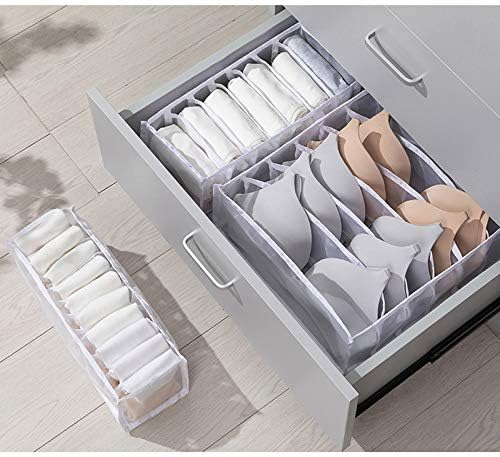 TOPARCHERY Foldable Bra & Underwear Organizer - 3 Set Drawer Divider Storage for Bras, Socks, Ties - White