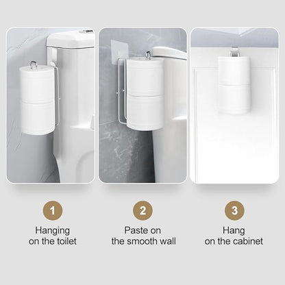 Over The Tank Toilet Paper Holder,Bathroom Toilet Paper Roll Holder for 2 Roll Tissue, Brushed Nickel,Self Adhesive Wall Mount,Stainless Steel Toilet Paper Holder Storage 1pcs