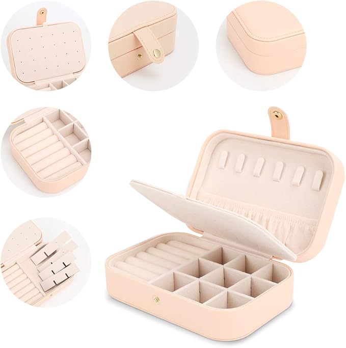 Travel Jewelry Case Jewelry Organizer Box with Two Layer Portable Small Jewelry Storage Case Accessories Holder/Pink