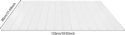 White Wood Grain Foldable Bathtub Cover, PVC Waterproof Dustproof Bath Tub Lid, Heat Preservation Bathroom Tub Tray for Home Hotel Spa (59.06×31.5×0.26)