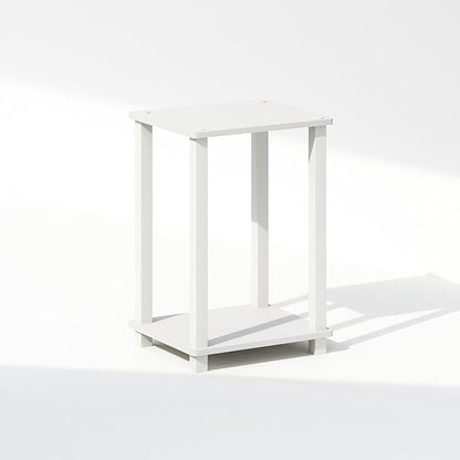 Furinno Simplistic Night Stand, 2-Tier Small Nightstand with Open Shelf, Toolless Assembly Bedside Table, End Table, Side Table, for Bedroom, Closet, Dorm, White