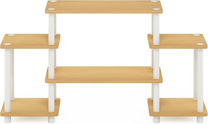 Furinno Turn-N-Tube No Tools Entertainment TV Stands, Beech/White, Square Corner