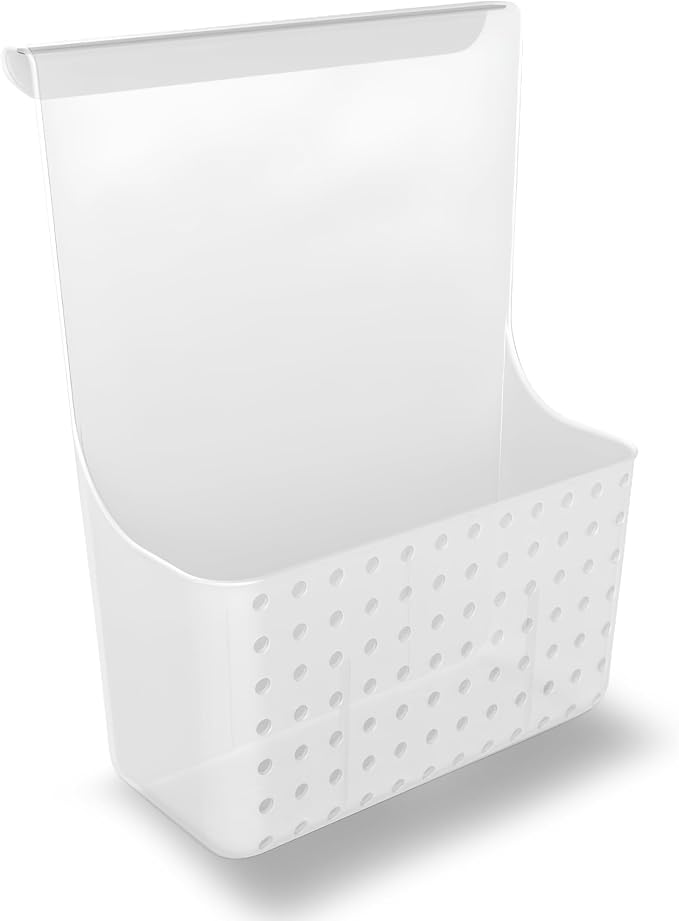 madesmart Over-Door Organizer, Storage for Aluminum Foil, Parchment Paper & Kitchen Wraps, Single Ventilated Bin with Soft-Grip Over-Door Hook, White