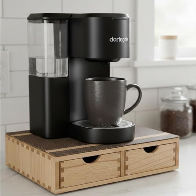 DDYURI Storage Drawer Holder for Capsules Coffee Pod K-cup Organizer /2 Drawers for Counter Organization for Kitchen Utensil Storage Home Decor Office Supplies- Coffee Brewer Accessories Wood 1D2C-LT
