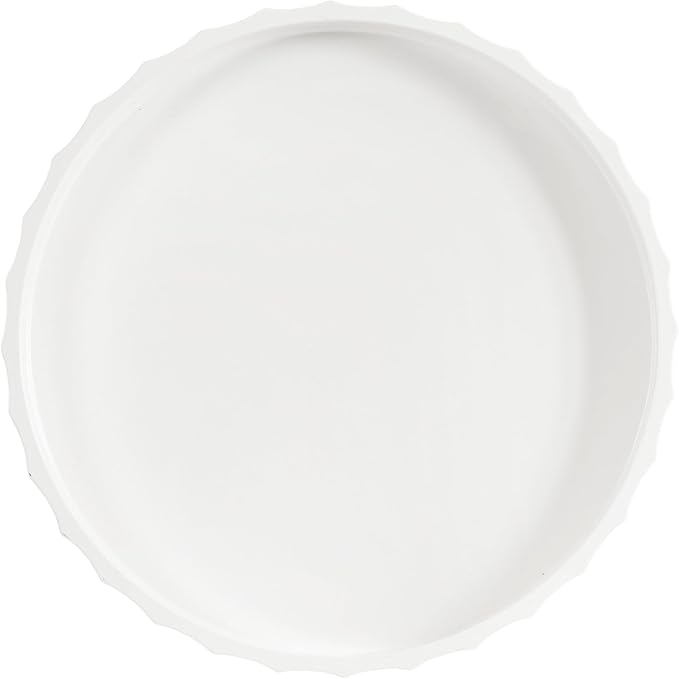 Kate and Laurel Lissi Decorative Round Tray with Wavy Design; 16 Inch Diameter; White; Modern Scalloped Circle Serving Tray for Coffee Table Ottoman; Dining Table; or Entryway Catch-All Tray